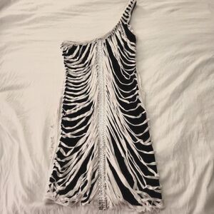 Silver Dagger Black and White Dress Size S